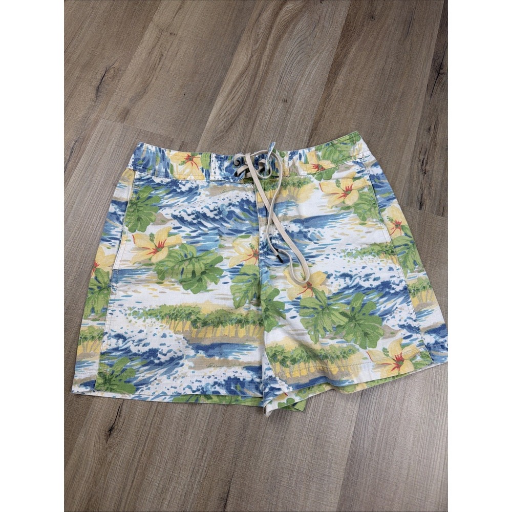 Liz Claiborne Audra Tropical Print Shorts Women Size 8 100% Cotton Beach Floral